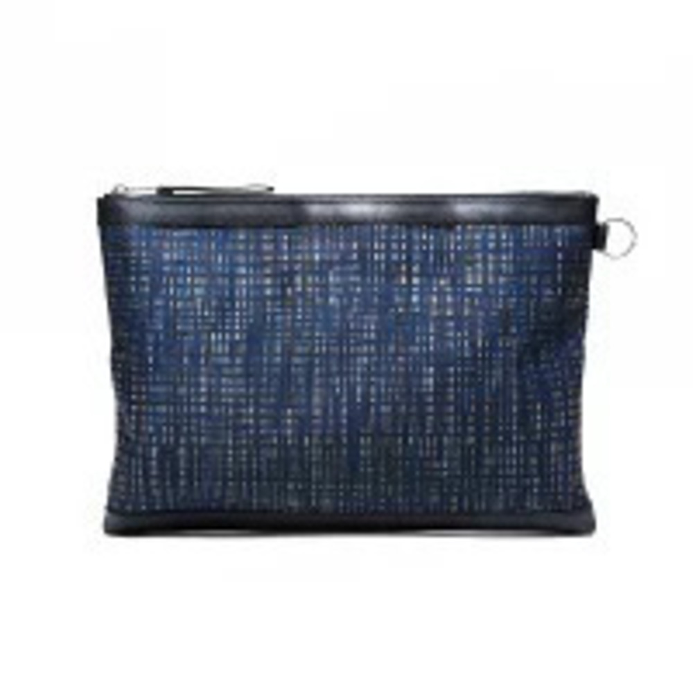 Balenciaga Navy Blue Check Clutch Clip Bag